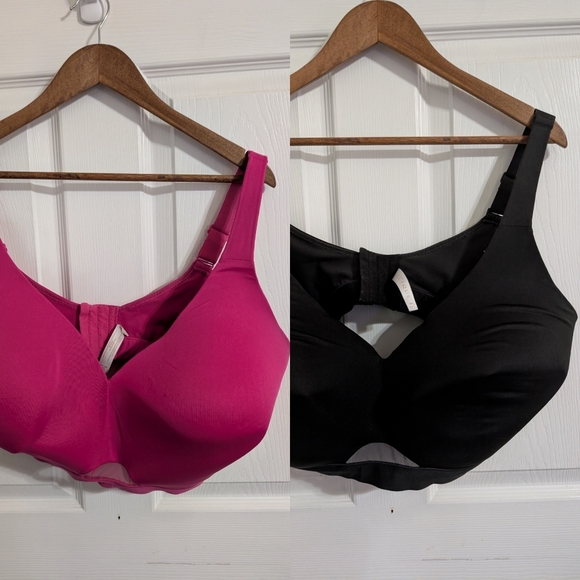 Cacique Other - Cacique Lane Bryant Bra Lightly Lined Full Coverage No Wire Black Pink Size 44G